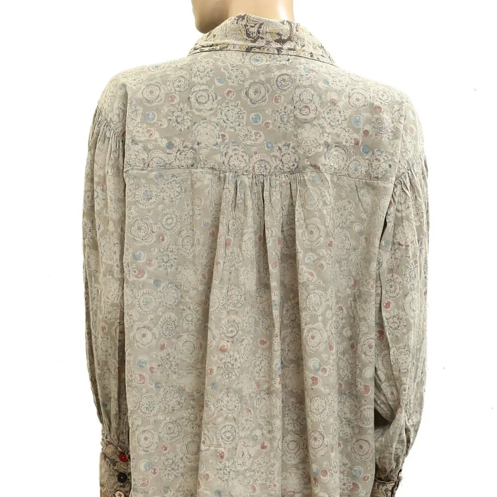 Magnolia Pearl Love Tora Shirt Mini Dress Floral Print Cotton Vintage O|S 278542 - Picture 5 of 9